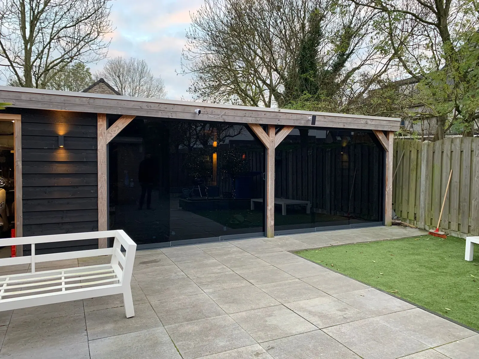 Garden room at dusk